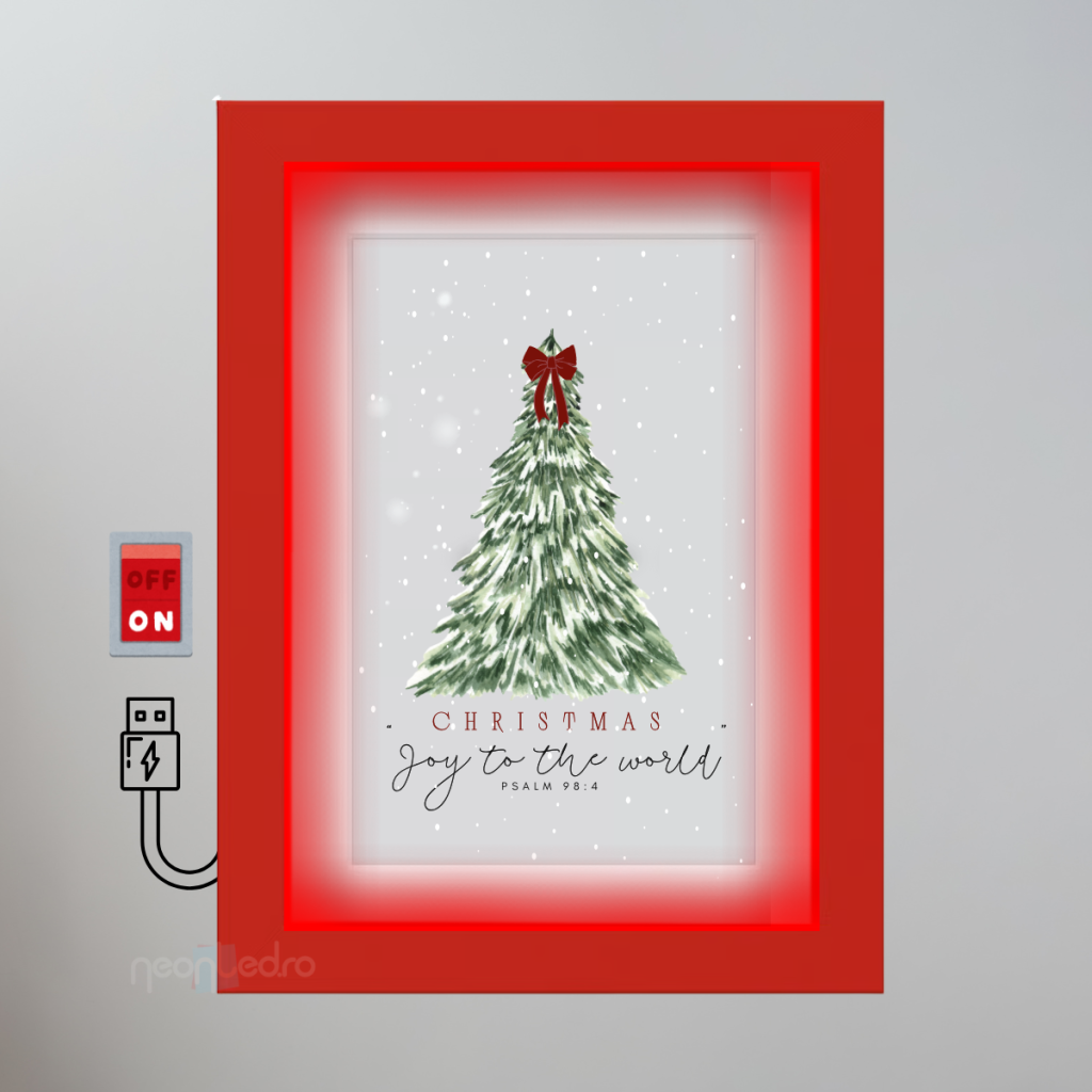 Tablou LED Verset Biblie de Crăciun