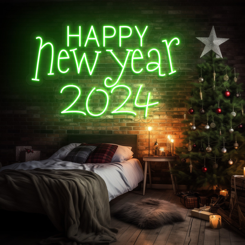 HAPPY New Year 2024 Semn Luminos Neon Led