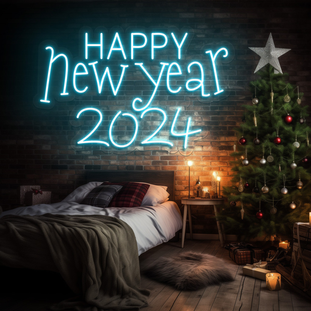 HAPPY New Year 2024 Semn Luminos Neon Led
